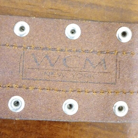 WCM Italian Leather Belt Calf Hair Faux Turquoise Silver Buckle , Size S